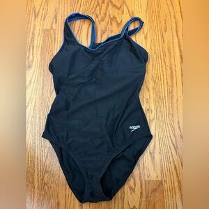 Speedo Women's Black and Blue One Piece Swimsuit